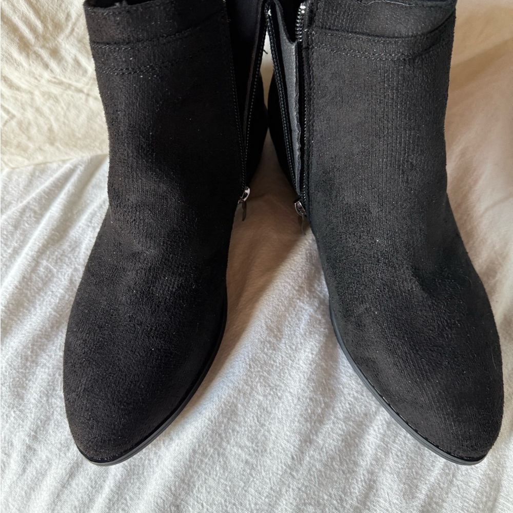 Black Faux Suede Ankle Boots
